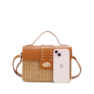 M1171 BR Fashion Straw Crossbody Bag