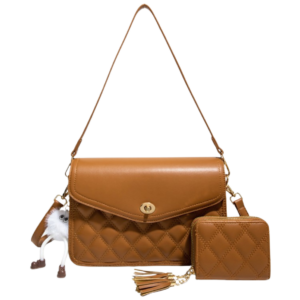 PU25508-M3 BR 2in1 QUILTED DESIGN Crossbody Bag with Wallet SET