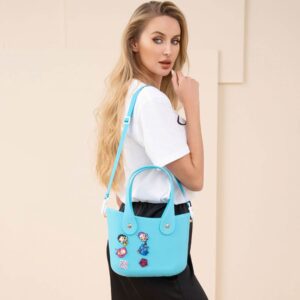 B1163 BL Kpop Demon Hunters Zibits Structured Rubber Tote Crossbody Bag