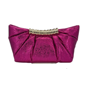 E262 FU Pleated Metallic Sparkle Evening Clutch Crossbody Bag