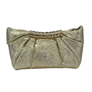 E262 GD Pleated Metallic Sparkle Evening Clutch Crossbody Bag