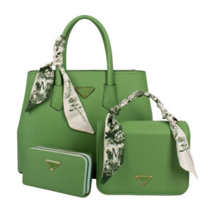 PU25002-T3-GN Handle Satchel Bag with crossbody & wallet (3 N 1)