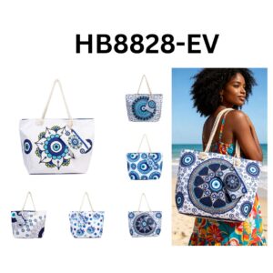 HB8828-EV ASST Evil Eye Canvas Tote Bag (3pcs)