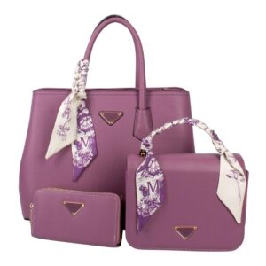 PU25002-T3-LPP Handle Satchel Bag with crossbody & wallet (3 N 1)