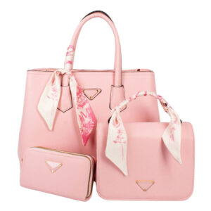 PU25002-T3-PK Handle Satchel Bag with crossbody & wallet (3 N 1)