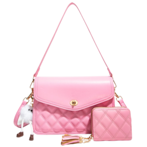 PU25508-M3 PK 2in1 QUILTED DESIGN Crossbody Bag with Wallet SET