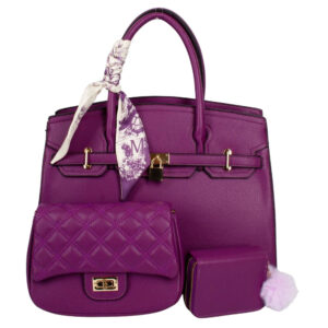 PU24126-T3-PP Handle Satchel Bag with crossbody & wallet (3 N 1)