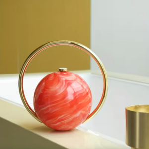 LA25251 RD Sphere Marble Minaudiere Clutch