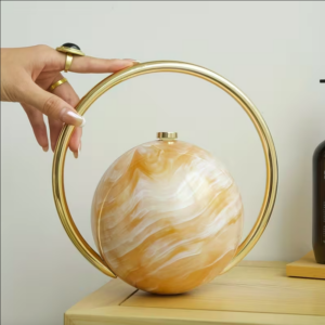 LA25251 GD Sphere Marble Minaudiere Clutch