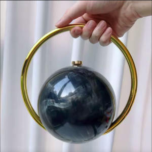 LA25251 BK Sphere Marble Minaudiere Clutch