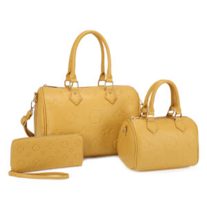 US-31291A SET MD 3In1 Monogram Design Satchel W Matching Bag Wallet