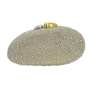 LA25255 GD Shell-Shaped Adorned with Sparkling Rhinestone-like Crystals Evening Clutch Bag