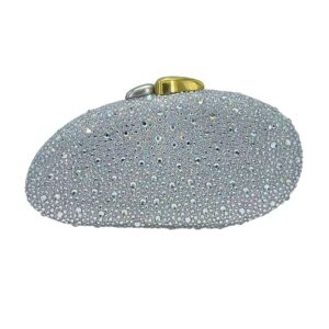 LA25255 SL Shell-Shaped Adorned with Sparkling Rhinestone-like Crystals Evening Clutch Bag