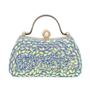 LA8264 AB/GD Crystal Diamond Top Handle Embellished Evening Clutch Bag