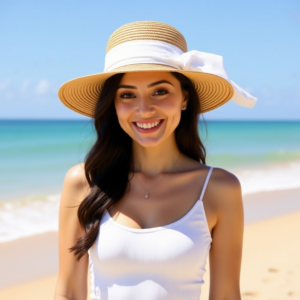 HA400113 TA/IV Straw Hat Fashion Foldable Big Bow Beach Sun Hat