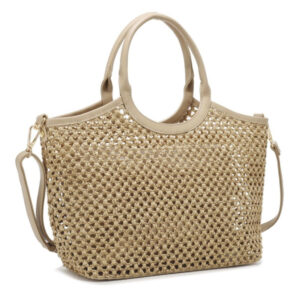 T3837 BG Fashion Straw Tote Bag 2 in 1