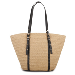 T3839 BK Fashion Straw Tote Bag