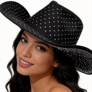 HA780002 BK/CL Rhinestones Cowgirl Hat