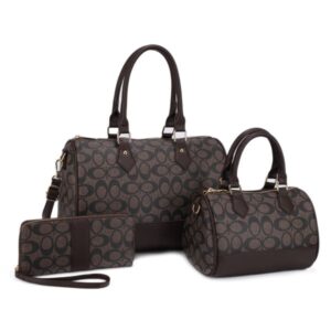 UM-31483 CF/CF Oval Printed Texture W Matching Bag And Wallet Set (3 N 1)