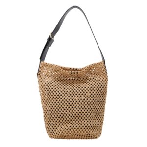 T3841 BK Fashion Straw Bucket Bag(2 N 1)