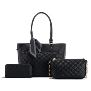 L1900 BK Quilted Pattern Fashion Handbag(3 N 1)