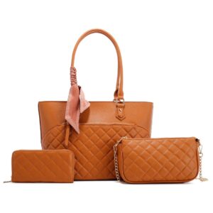 L1900 BR Quilted Pattern Fashion Handbag(3 N 1)
