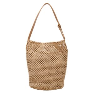 T3841 BR Fashion Straw Bucket Bag(2 N 1)