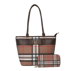 2497 CF Plaid Pattern Fashion Handbag 2 N 1