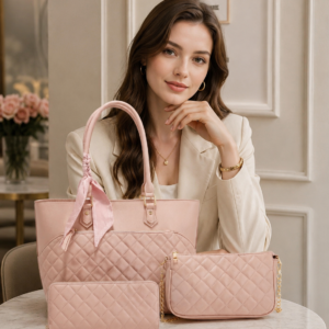 L1900 PK Quilted Pattern Fashion Handbag(3 N 1)