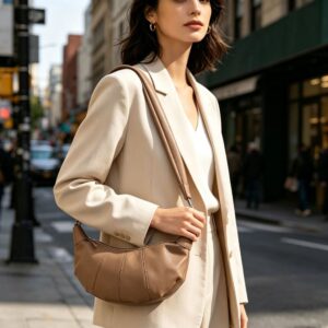 N2266 ST Large Croissant Grain Crossbody Bag