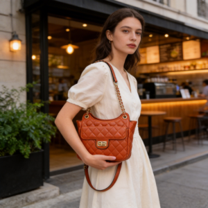 5094 BR Fashion Quilted Pattern Handbag