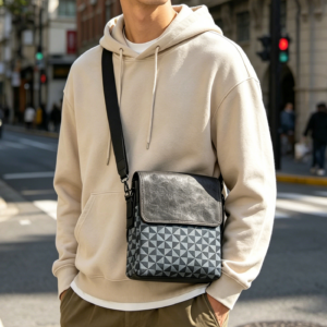 1698B GY Monogram Pattern Crossbody Bag