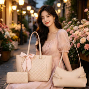L1899 BG Quilted Pattern Fashion Handbag(3 N 1)