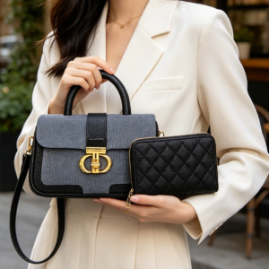 PU24924-M2 BK Small Fashion Handbag Set