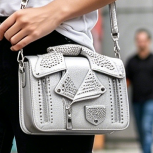 LA94460-SL Studded Faux Leather Jacket Designed Crossbody Bag