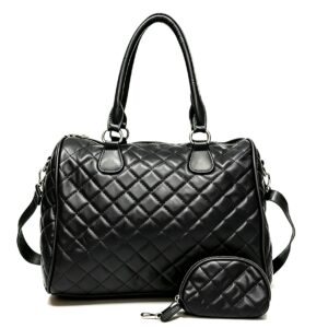 2058 BK Quilted Fashion Handbag(2 N 1)