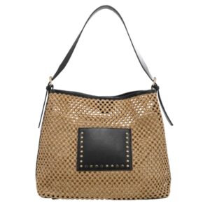 T3705 BK Fashion Straw Tote Bag(2 in 1)