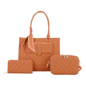 L1898 BR Quilted Pattern Fashion Handbag(3 N 1)