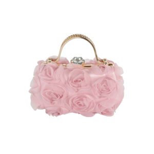 EWB078 PK Fabric Flower Embellished Evening Bag