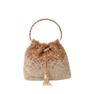 CO32025 MIX GD Rhinestones Evening Drawstring Small Bag