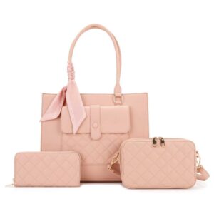 L1898 PK Quilted Pattern Fashion Handbag(3 N 1)
