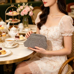 CO32066 BK Rhinestones Dumpling Clutch