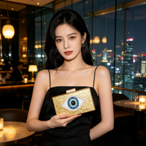 LAS2212 GD Glittered Evil Eye Clutch / Crossbody Bag