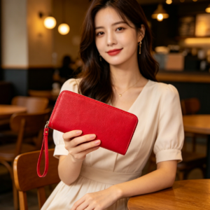 003Y RD Double Zippers Long Wallet