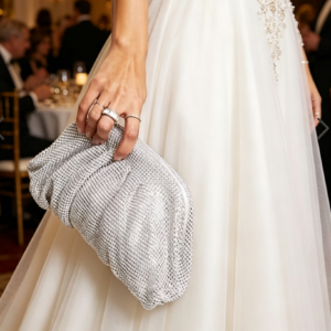 CO32028 SL Bling Pleated Evening Clutch / Tote / Crossbody Bag