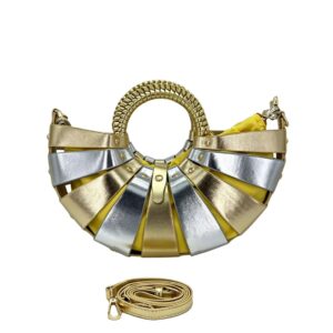 LA2348 GD/SL Pleated Shell Handbag