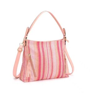 2130 PK Soft Fabric Striped Woven Texture Hobo Bag