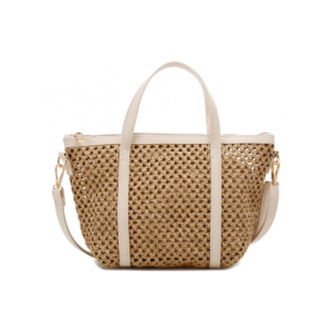 N2640 BG Hollow Crochet Woven Basket Tote Bag