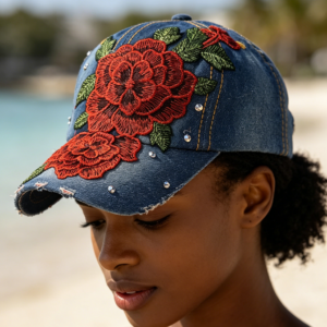 BH-7833-D ASST Rose Floral pattern Design Cotton Denim Hat(3PCS)