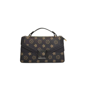 627 BK Monogram Print Flap Crossbody HandBag